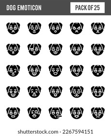 25 Dog Emoticon Glyph icon pack. vector illustration.