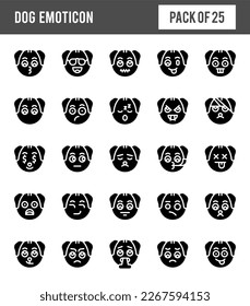 25 Dog Emoticon Glyph icon pack. vector illustration.