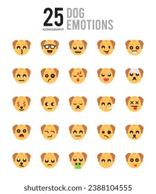 25 Dog Emoticon. icons Pack. vector illustration.