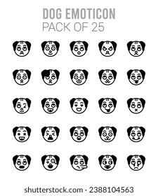 25 Dog Emoticon. icons Pack. vector illustration.