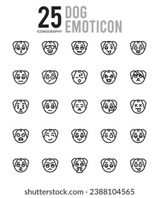 25 Dog Emoticon. icons Pack. vector illustration.