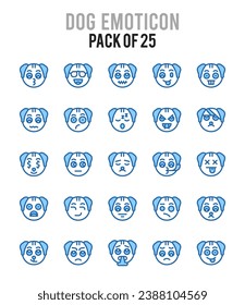 25 Dog Emoticon. icons Pack. vector illustration.