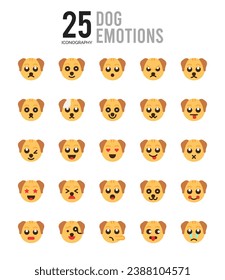 25 Dog Emoticon. icons Pack. vector illustration.