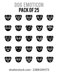 25 Dog Emoticon. icons Pack. vector illustration.