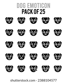 25 Dog Emoticon. icons Pack. vector illustration.