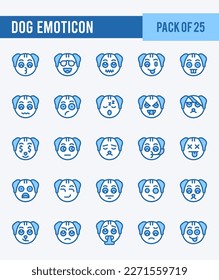 25 Dog Emoticon. Two Color icons Pack. vector illustration.