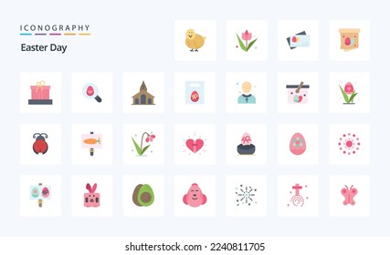 25 Easter Flat color icon pack