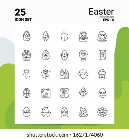 25 Easter Icon Set. 100% Editable EPS 10 Files. Business Logo Concept Ideas Line icon design