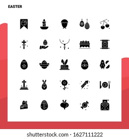 25 Easter Icon set. Solid Glyph Icon Vector Illustration Template For Web and Mobile. Ideas for business company.