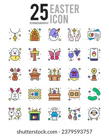 25 Easter. icons Pack. vector illustration.