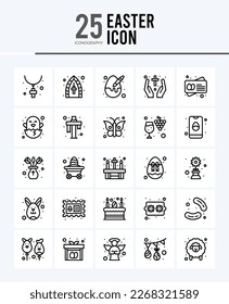 25 Easter Outline icons Pack vector illustration.