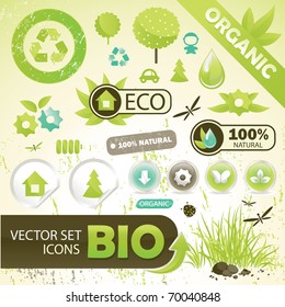 25 Eco Design Elements And Icons,  Vector Illustration