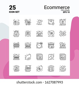25 Ecommerce Icon Set. 100% Editable EPS 10 Files. Business Logo Concept Ideas Line icon design
