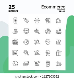 25 Ecommerce Icon Set. 100% Editable EPS 10 Files. Business Logo Concept Ideas Line icon design