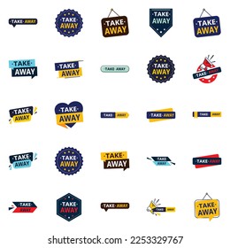 25 Editable Vector Designs in the Take Away Bundle Perfect for Personalized Food Promotion Campaigns