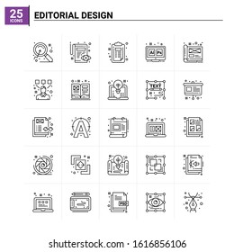 25 Editorial Design icon set. vector background