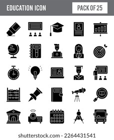 25 Education Glyph icon pack. vector illustration.