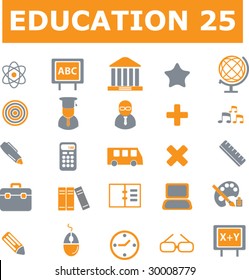 25 education and school vector signs - orange series. see more in my portfolio