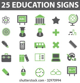 25 education and school vector signs - green series. see more in my portfolio