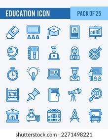 25 Education. Two Color icons Pack. vector illustration.