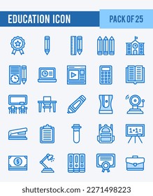 25 Education. Two Color icons Pack. vector illustration.