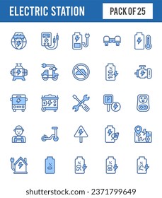 25 Electric Station Lineal Color icons pack. vector illustration.