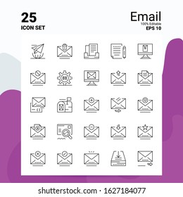 25 EMail Icon Set. 100% Editable EPS 10 Files. Business Logo Concept Ideas Line icon design