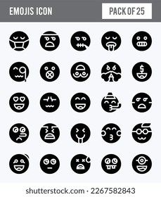 25 Emojis Glyph icon pack. vector illustration.