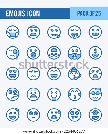 25 Emojis. Two Color icons Pack. vector illustration.