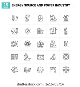 25 Energy Source And Power Industry icon set. vector background