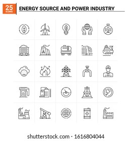 25 Energy Source And Power Industry icon set. vector background