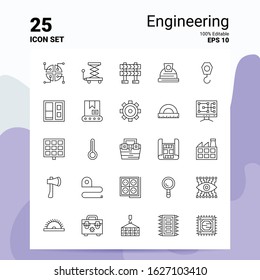 25 Engineering Icon Set. 100% Editable EPS 10 Files. Business Logo Concept Ideas Line icon design