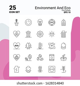 25 Environment And Eco Icon Set. 100% Editable EPS 10 Files. Business Logo Concept Ideas Line icon design