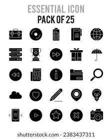 25 Essential icons Pack vector illustration.