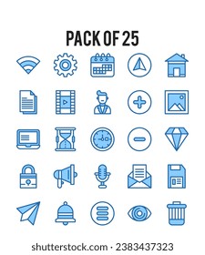 25 Essential icons Pack vector illustration.