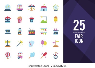 25 Paquete de iconos plano justo. ilustración vectorial.