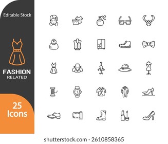 25 Fashion-Related Line Icons for Design Projects