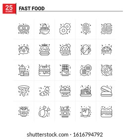 25 Fast Food icon set. vector background