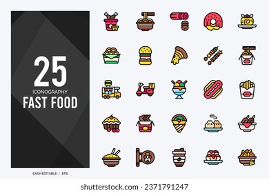 25 Fast Food Two Color icons pack. vector illustration.