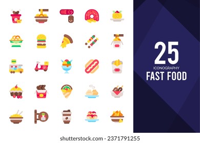 25 Fast Food Two Color icons pack. vector illustration.