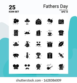 25 Fathers Day Icon Set. 100% Editable EPS 10 Files. Business Logo Concept Ideas Solid Glyph icon design