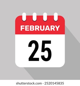 25 february calendar icon vector illustration background graphic design.