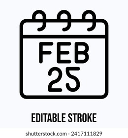 25 February Calendar, Vector Calendar Icon.