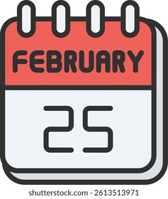 25 February Outline Filled Style Icon