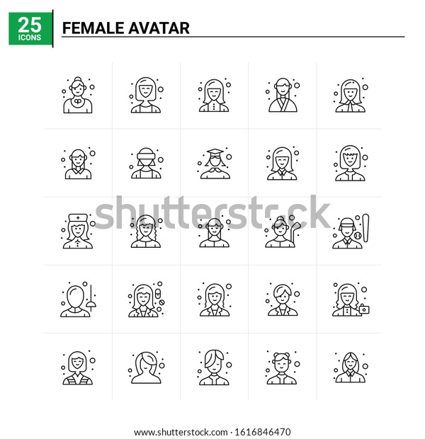 Female Avatar Icon Set Vector Stock Vector Royalty Free Shutterstock