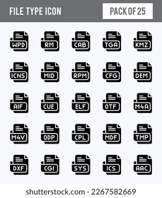 25 File Type Glyph icon pack. vector illustration.