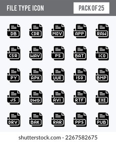 25 File Type Glyph icon pack. vector illustration.