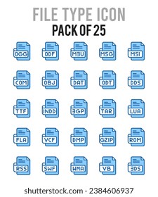 25 File Type. icons Pack. vector illustration.