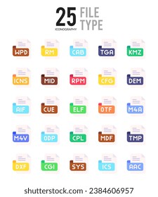 25 File Type. icons Pack. vector illustration.