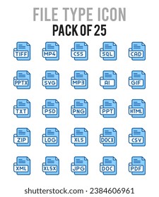 25 File Type. icons Pack. vector illustration.